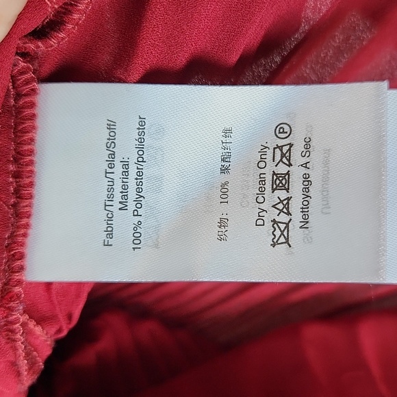 Burgundy Pleated Sleeveless V-neck Blouse XL Donna Karan - Picture 6 of 7